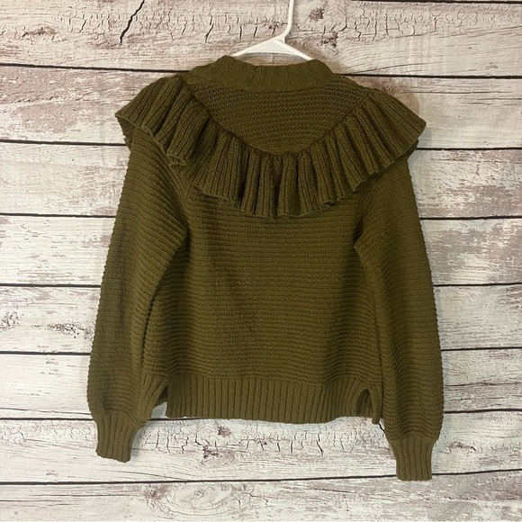 Madewell Ruffle Cardigan Sweater In Green - Picture 8 of 12